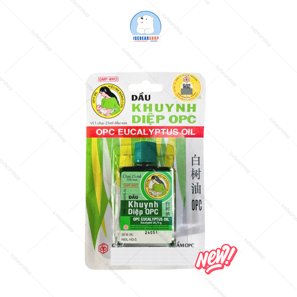 Dầu Khuynh Diệp OPC Chai 25ml Hiệu Mẹ Bồng Con Được Các Mẹ Tin Dùng Chai Nước Màu Xanh