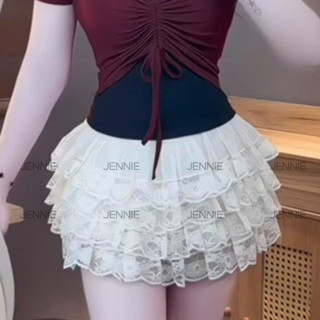Chân Váy Xòe Xếp Tầng Jennie, Chân Váy Chất Ren Mềm Mại CV01