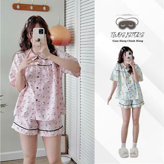 Đồ ngủ nữ, đồ mặc nhà TWO SISTERS cute dễ thương mặc màu hè chất liệu đũi mặc thoải mái m79