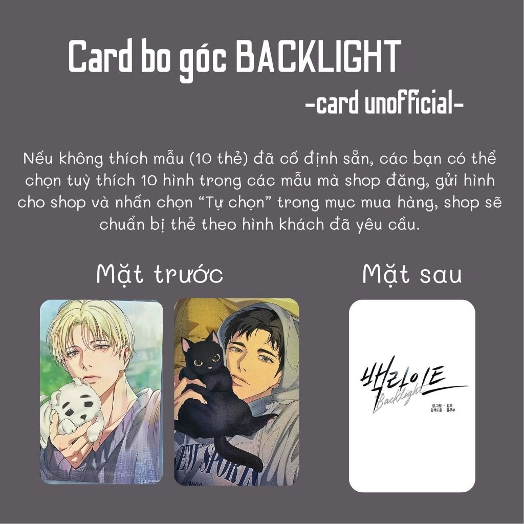SET 10 CARD BO GÓC BACKLIGHT