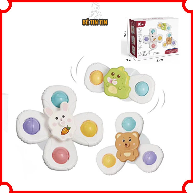 Set 3 con quay spinner đồ chơi con quay spinner vui nhộn cho bé, Con quay treo tường trẻ em 3 món