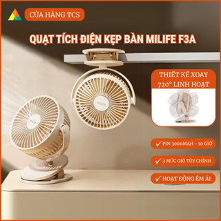 Quạt kẹp tích điện miLife F3A pin 3000mAh được 10 tiếng