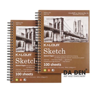   DA ĐEN  Sổ Vẽ Phác Thảo Tranh Chì Chì Màu Kalour A4+ 100 Tờ 