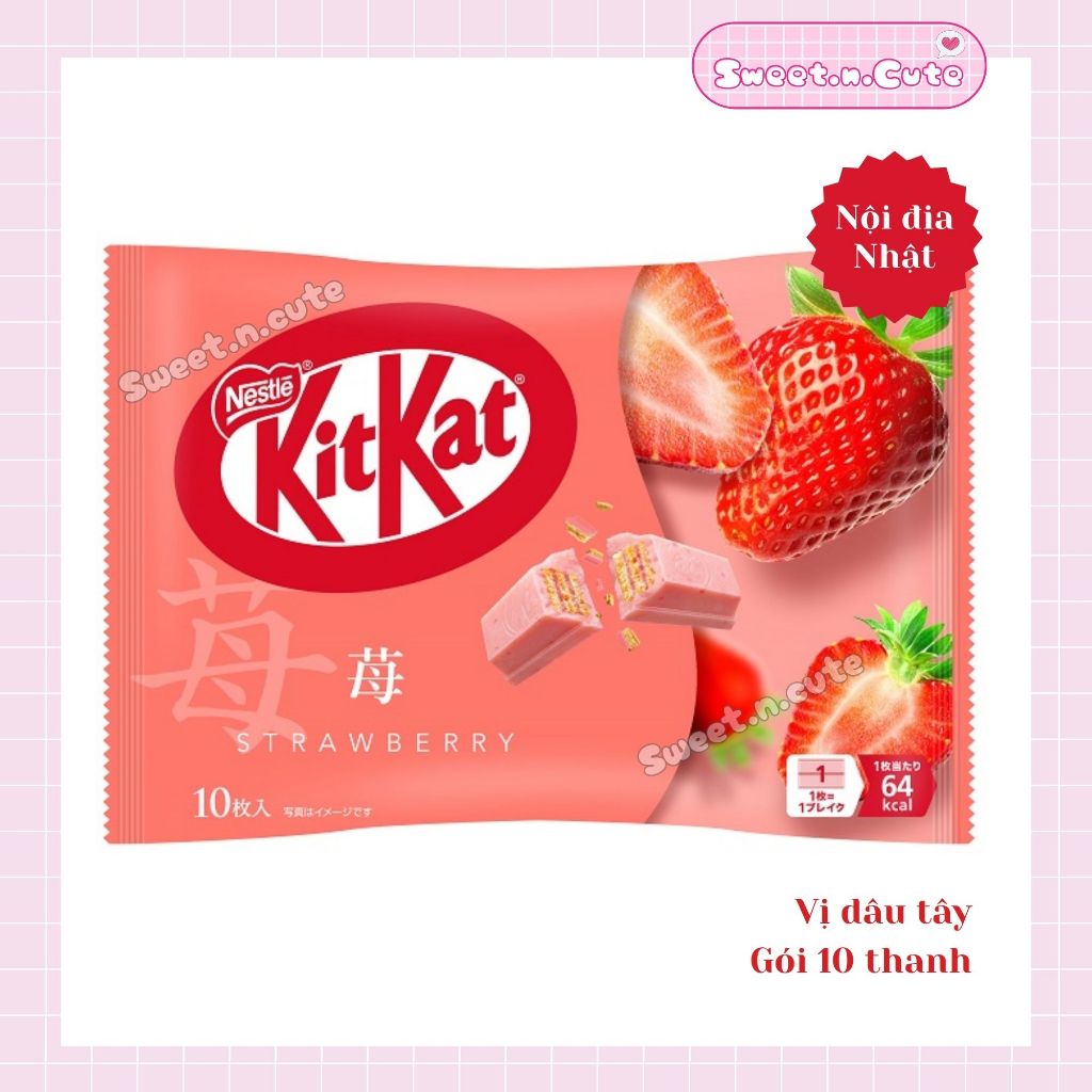 [Hàng sẵn] KitKat Chocolate nội địa Nhật - Kitkat vị dâu - Gói 10 thanh