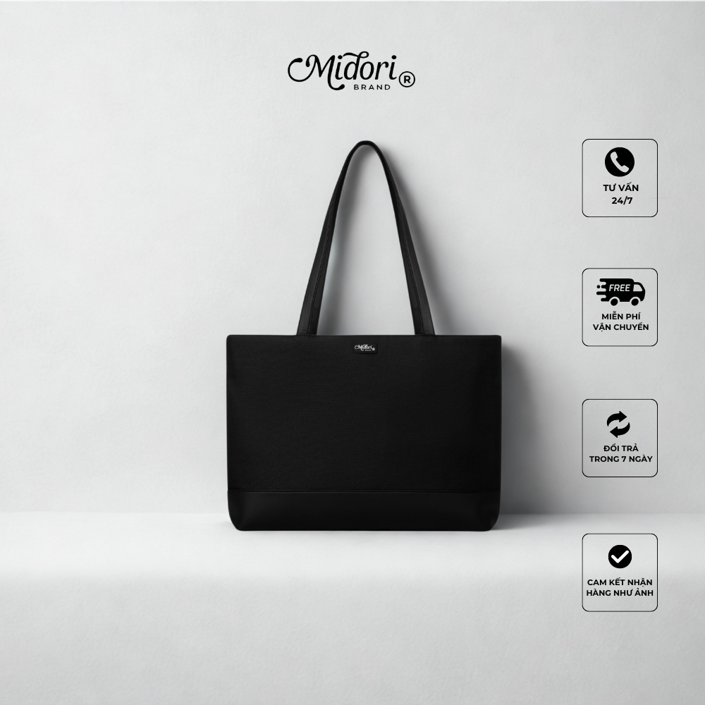 Túi Tote MELO Nam Nữ Vải Phối Da PU Đeo Vai Đựng Laptop Đi Học Đi Làm Tiện Lợi | MIDORI FOR MAN