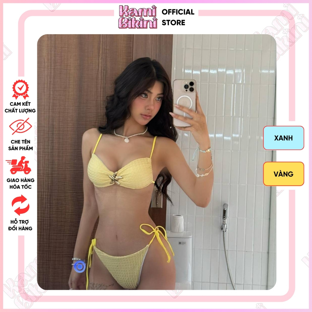 Bikini Hai Mảnh Đi Biển Hình Sao Biển Inox, Bikini Chất Thun Lạnh Xốp Nhăn Sẵn Mút Ngực Sang Chảnh - H26 | BigBuy360 - bigbuy360.vn