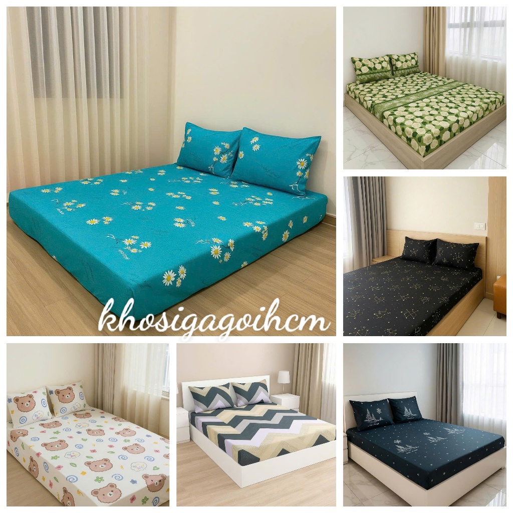 Bộ Ga Gối 3 món poly đệm 1m8x2m/2mx2m2,được chọn mẫu,doremon đàn