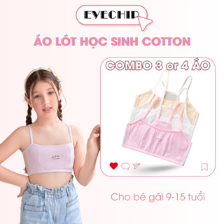 Combo 4 (có set 3) Áo lá học sinh không đệm 2 lớp mặt trước từ 30-56kg Cotton Quần lót EVECHIP A108