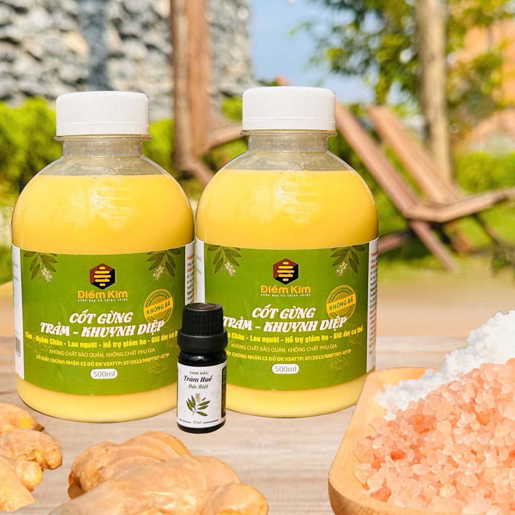 Combo 2 Chai Cốt Gừng KHÔNG BÃ Điềm Kim 500ml- Tặng tinh dầu tràm