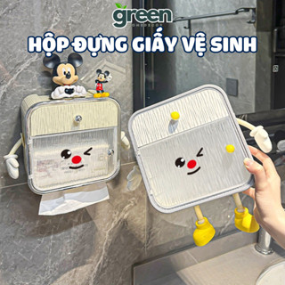 Hộp Đựng Giấy Vệ Sinh Dán Tường Nhà Tắm Hình Mặt Cười Có Nắp Chống Nước Kèm Kệ Đựng Đồ Đa Năng