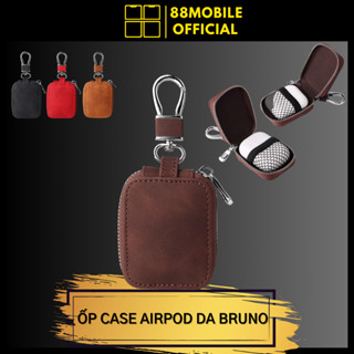 Vỏ case ốp airpod da Bruno cao cấp bảo vệ dành cho tai nghe 1/2/3/4/Pro/Pro 2 I 88Mobile