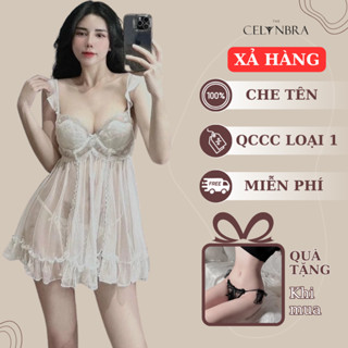 Váy ngủ voan xuyên thấu sexy có gọng có mút ngực kèm chip THE CELYNBRA - V118