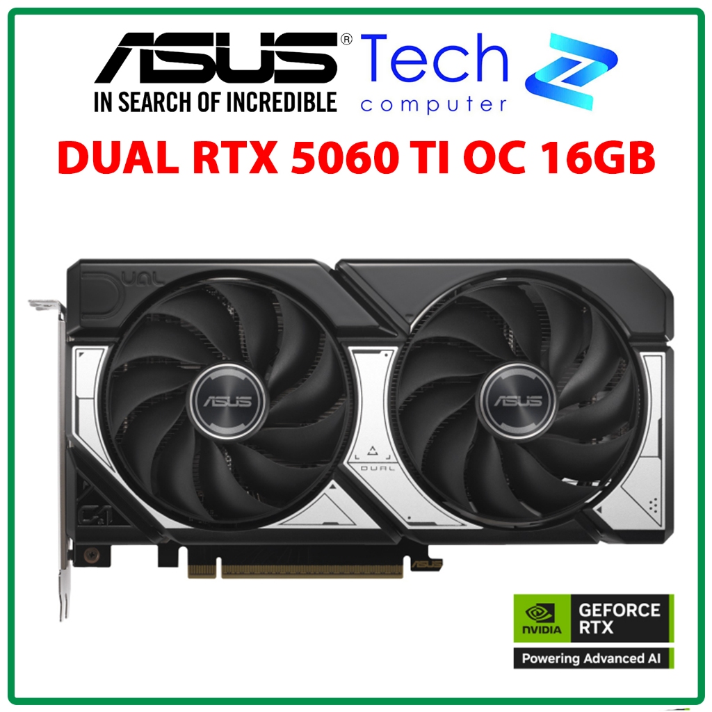 VGA ASUS Dual RTX 5060 Ti OC 16GB GDDR7 PCIe 5.0 (4608 CUDA | Boost 2 632 MHz | HDMI 2.1b + DP 2.1b 