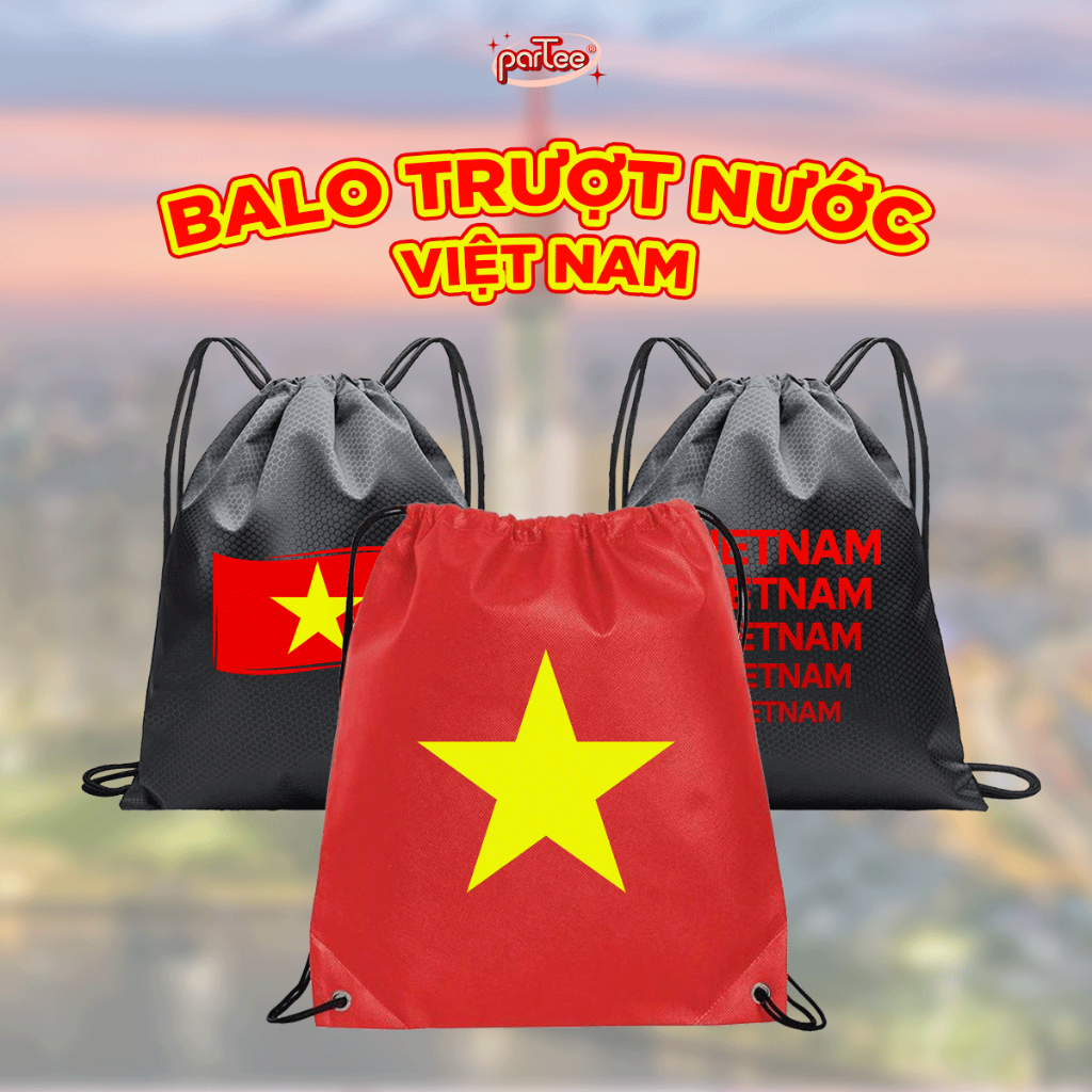 Việt Nam Tôi Yêu 30/04 Balo Túi Dây Rút Siêu Nhẹ Chống Thấm Nước In Cờ Việt Nam Cờ Đỏ Sao Vàng