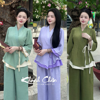  Bộ Pháp Phục An Chi vạt chéo thắt dây 2 lớp vải xô đũi mềm mát 