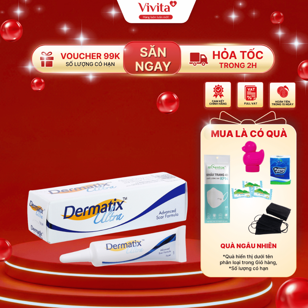 [CHÍNH HÃNG] Gel Mờ Sẹo Dermatix Ultra Cải Thiện Sẹo Lồi Sẹo Phì Đại Sẹo Thâm Cho Người Lớn Tuýp 15g