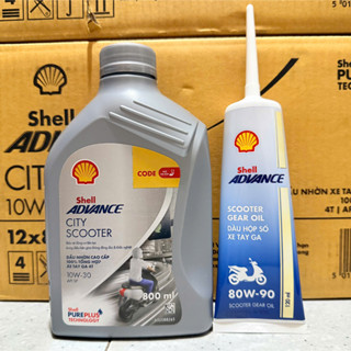  Nhớt Cao Cấp Xe Tay Ga Shell Advance City Scooter 10W-30 - 10W-40 API SP 800ML Made in Thailand 