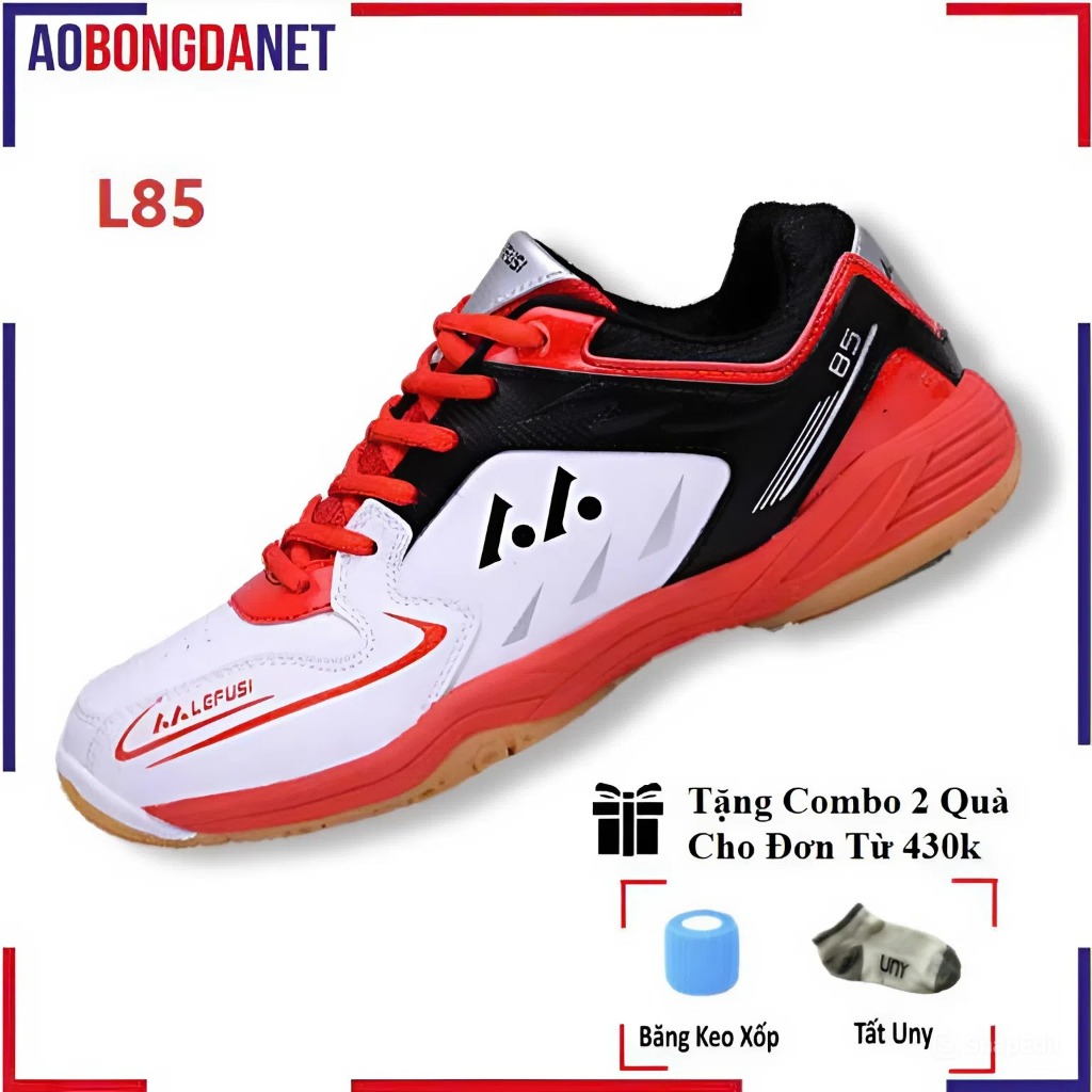 Giày Cầu Lông Lefus L85, Giày Thể Thao Đế Cao Su Đàn Hôi, Da PU Lưới Thoáng Khí