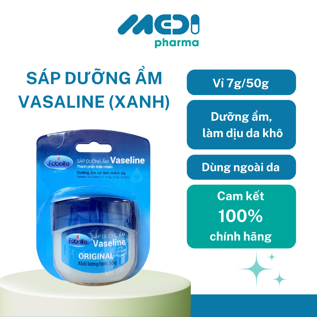 Sáp dưỡng ẩm Vaseline Original Fobelife giữ ẩm, bảo vệ da khô, nứt nẻ - Vỉ 7g / Vỉ 50g