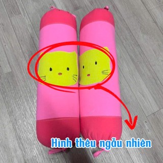 Bộ 2 Gối Ôm Cho Bé Sơ Sinh-2 Tuổi Dài 50cm Hình Thêu Ngẫu Nhiên Vỏ Gối Tháo Giặt Được