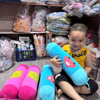 Bộ 2 Gối Ôm Cho Bé Sơ Sinh-2 Tuổi Dài 50cm Hình Thêu Ngẫu Nhiên Vỏ Gối Tháo Giặt Được