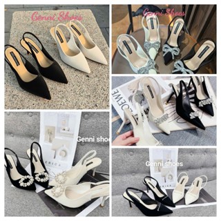   GÓT 9P  Giày cao gót mũi nhọn quai hậu chất da tuyết nhung mịn gót nhọn 9cm  HẬU 9279  