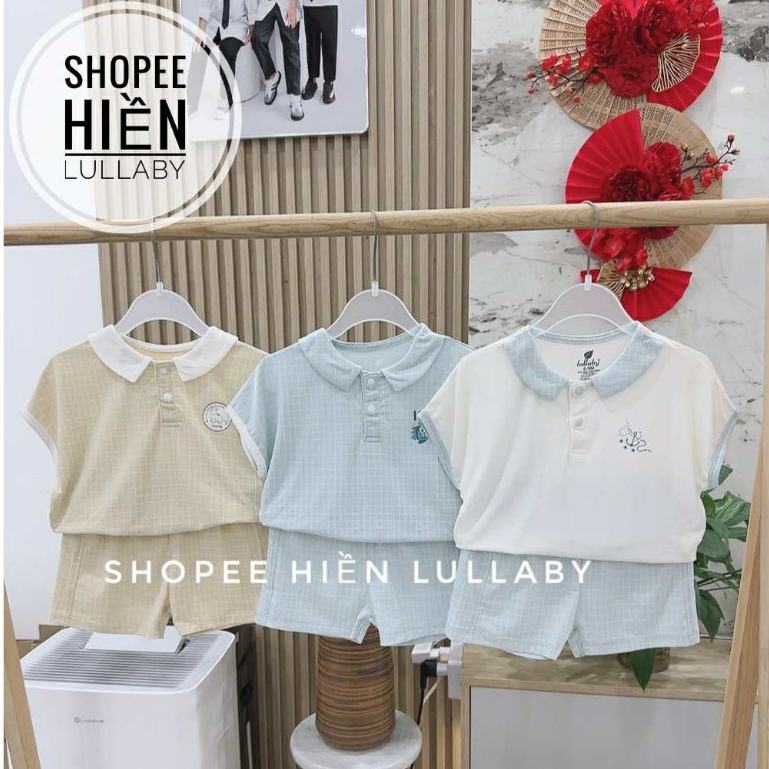 [Lullaby/Chính Hãng] Bộ cộc tay cổ bẻ Lullaby chất petti cho bé trai, bé gái