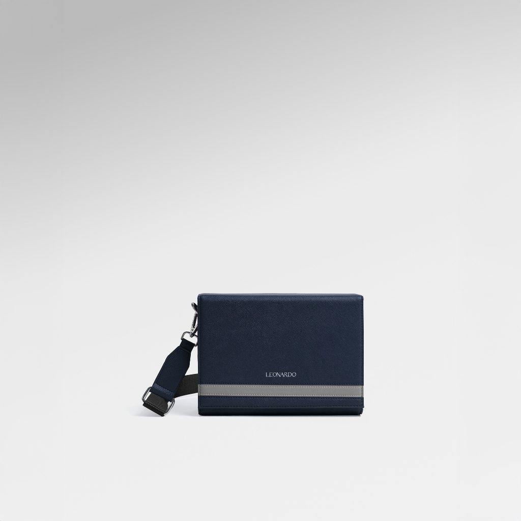  Túi đeo chéo nam Leonardo da Microfiber vân Saffiano form vuông tiện dụng Cosmos - Túi hộp Cosmos 