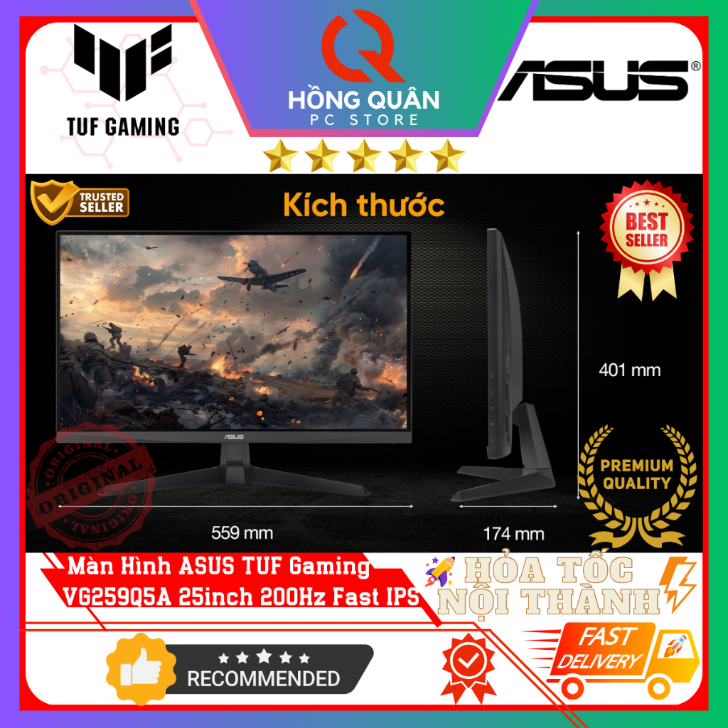 Màn Hình ASUS TUF Gaming VG259Q5A 25inch 200Hz Fast IPS 0.3ms GtG ELMBSync FHD Loa New - Hàng Chính Hãng Bảo Hành 3 Năm | BigBuy360 - bigbuy360.vn