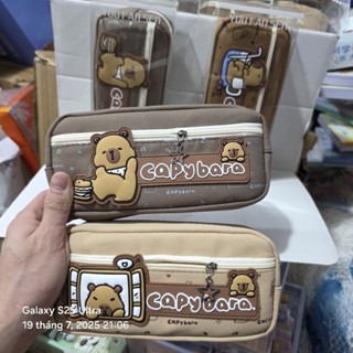  Túi đựng bút vải cao cấp hình capybara,túi đựng bút capybara 