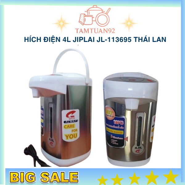 BÌNH THỦY ĐIỆN JIPLAI JL-113695 DUNG TÍCH 4.0 LÍT – TIỆN LỢI, AN TOÀN, GIỮ NHIỆT LÂU
