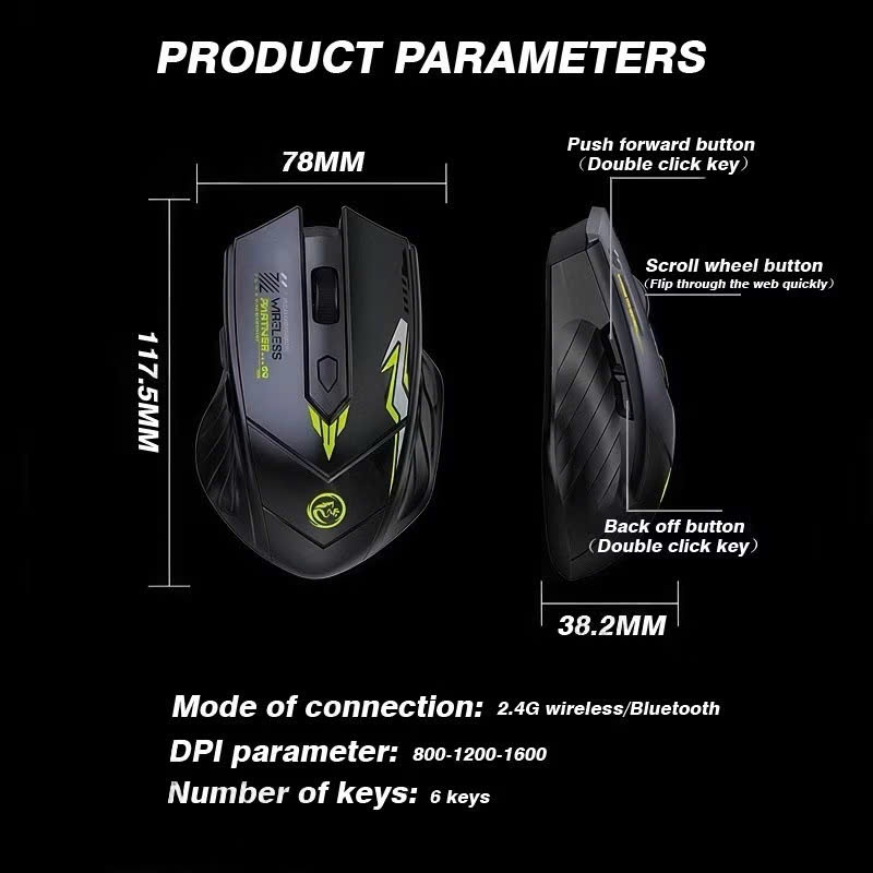 Chuột gaming không dây bluetooth sạc pin BAK cho game thủ kết nối Wireless 2.4G BAK59 | BigBuy360 - bigbuy360.vn