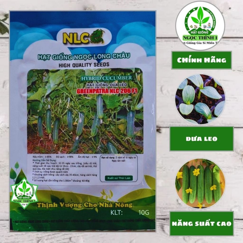 Hạt Giống Dưa Leo GREENPATRA NLC 206 F1 NGỌC LONG CHÂU ( GÓI 10 gram)
