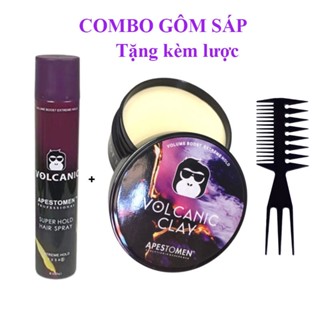  Combo gôm xịt tóc khỉ + sáp cứng tạo kiểu giữ nếp  tặng kèm lược tạo kiểu  hàng loại 1 
