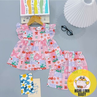Bộ tole tay ngắn quần lửng bé gái, đồ mặc nhà thoáng mát size từ 10-42kg - Nghi Linh baby