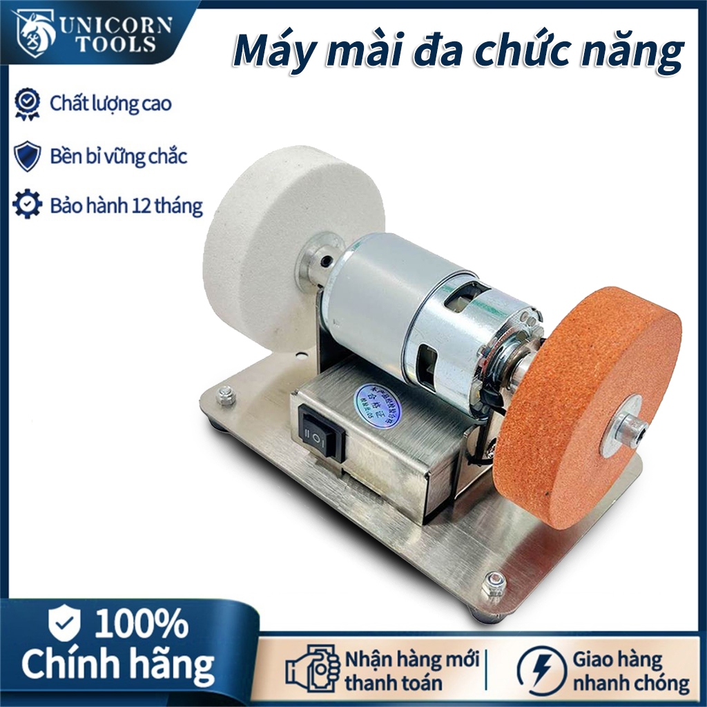  Máy mài đá 2 đầu mini Máy đánh bóng Máy mài dao kéo đa năng điều chỉnh tốc độ 2 chế độ 