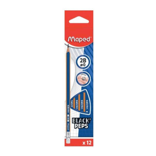 Bút Chì Nhựa Đen Không Gỗ Có Gôm 2B MAPED BLACKPEPS 851822