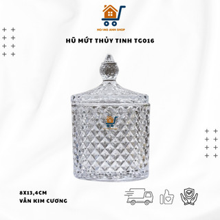  Hũ Mứt Thủy Tinh TG016 8x13,4cm Vân Kim Cương Sang Trọng Đựng Bánh Kẹo Mứt Tết 
