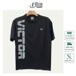 Áo thun cầu lông nam nữ tay ngắn VICTOR V07 VICTOR logo dọc chất vải cao cấp -  Khuê Sport Official