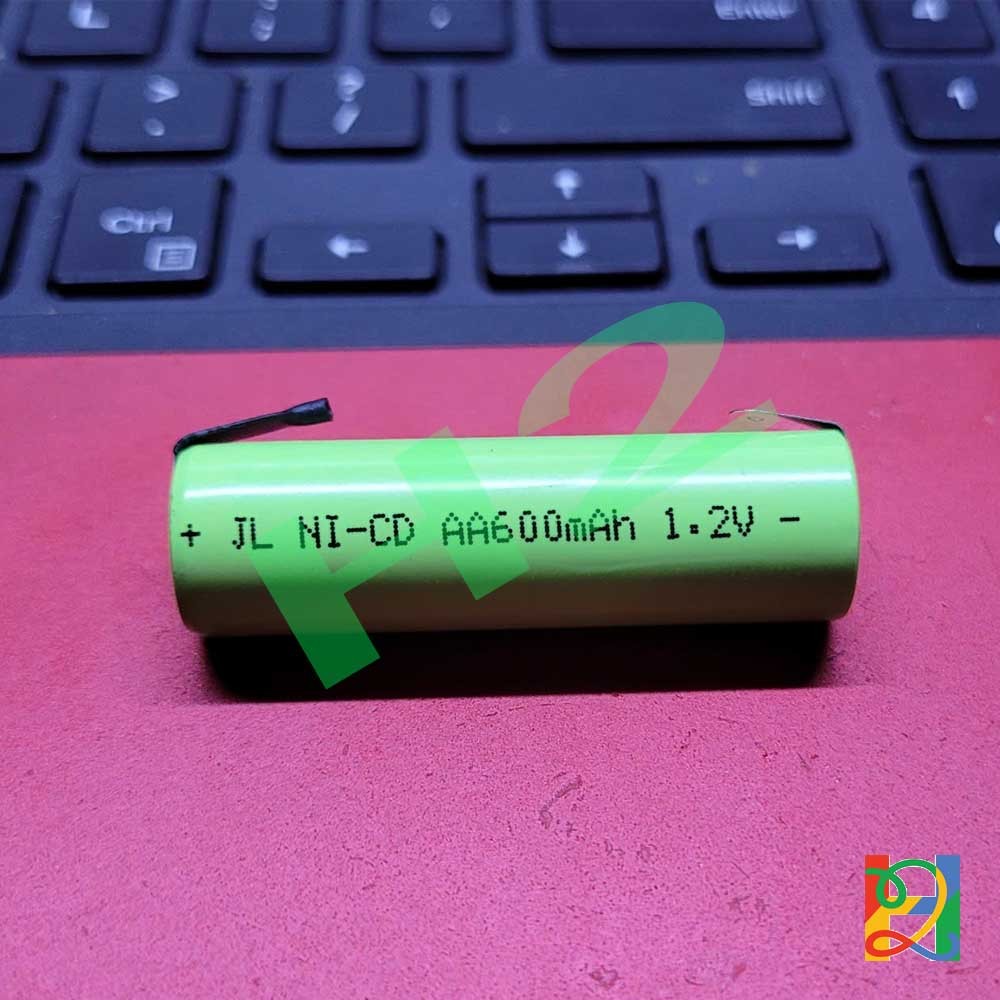 Pin sạc Lithiu/m-Ion cỡ AA dung lượng 600mAh 1.2V có hàn kết nối niken sẵn 2 đầu viên pin