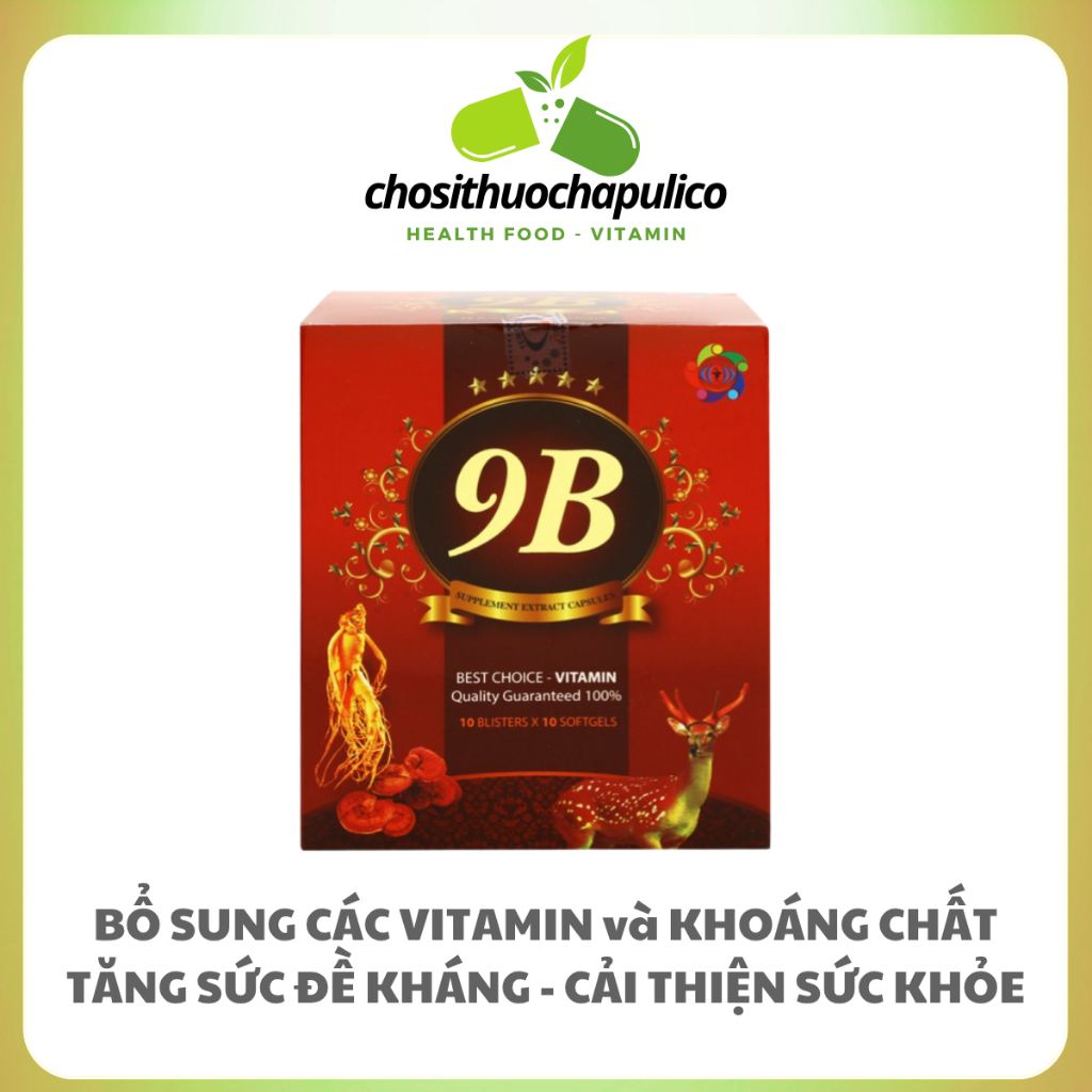 Vitamin 9B Bổ Sung 9 Vitamin Nhóm B Giúp Giảm Tê Bì, Đau Thần Kinh, Tăng Cường Sức Khỏe Hộp 100 Viên