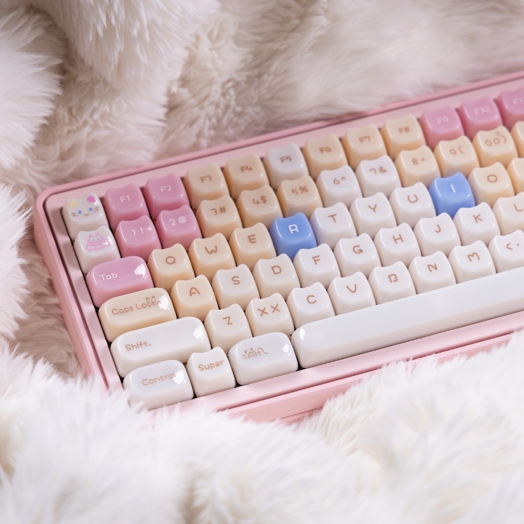 Keycap Mèo hồng - MAO profile - nhựa PC - Nút bàn phím cơ dễ thương hình mèo