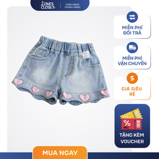 Quần Đùi Bé Gái, Quần Jean Đùi Bé Gái Tim Hồng, Quần Short Bò Cho Bé Gái Tim Hồng {8-45kg}