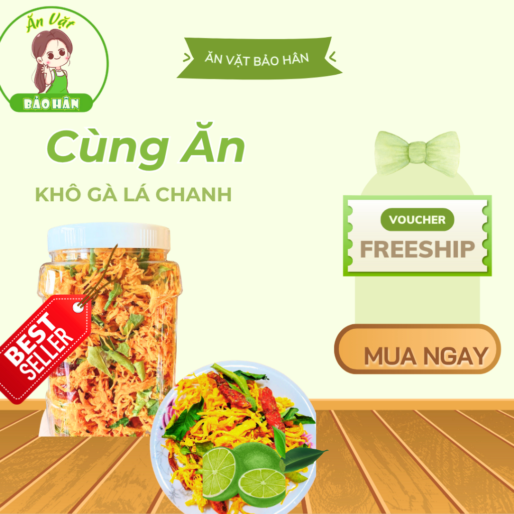[500gram] Khô gà Lá chanh hộp 500gram ăn vặt bảo hân