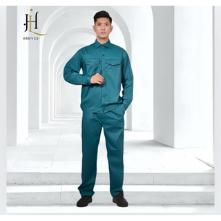 Đồ dân quân Đồ Công Nhân, Bộ Bảo Hộ Lao Động Đồng Phục BHLĐ, Quần Áo Sửa Xe Màu Xanh, Ghi Vải Kaki Mềm Mát