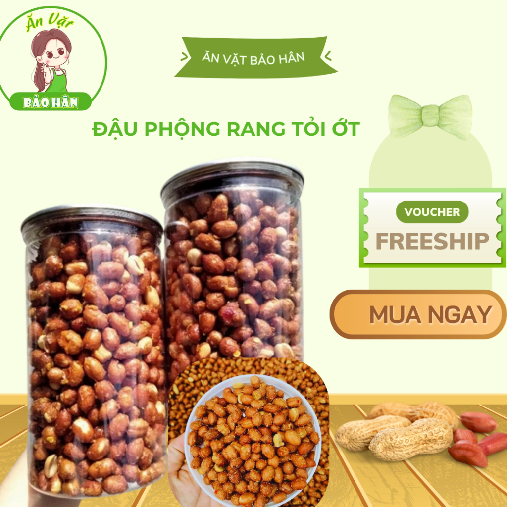 500gr đậu phộng rang tỏi ớt ăn vặt bảo hân
