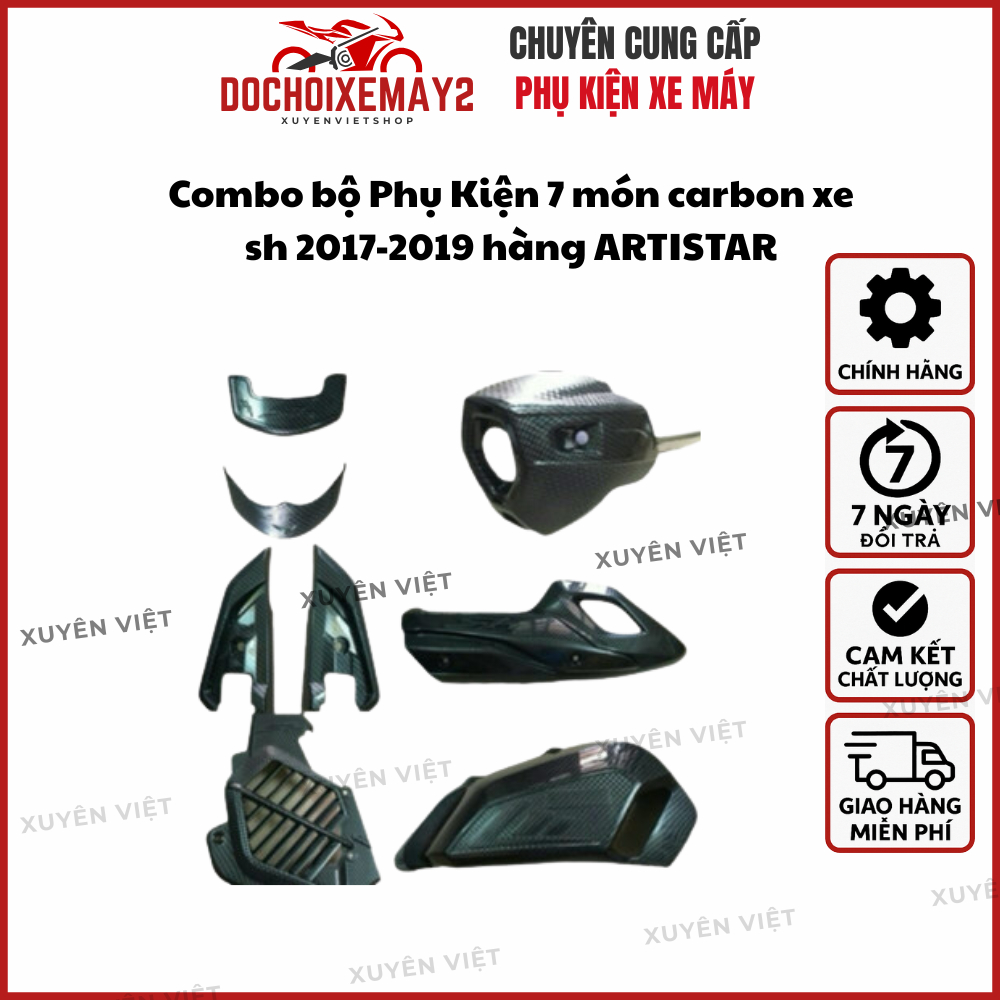 Combo bộ Phụ Kiện 7 món carbon xe sh 2017-2019 hàng ARTISTAR