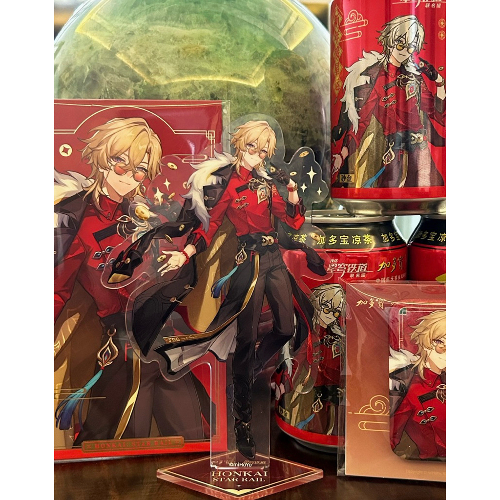 [Tháng 1] Set badge (huy hiệu) + standee Aventurine + Fugue x Jiaduobao official Honkai Star Rail