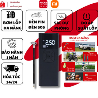 Bơm Lốp Ô Tô MICAR CX89 4IN1, Bơm Xe Đa Năng Bơm Lốp Xe Hơi Xe Máy Xe Đạp, Có Đèn Pin Sạc Dự Phòng & Đo Áp Suất Lốp