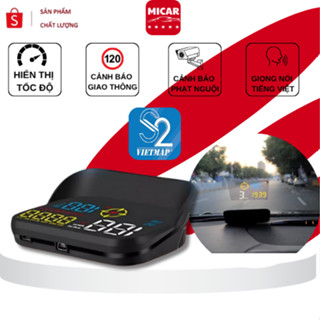 HUD Kính Lái Ô Tô VIETMAP, Thiết Bị Hiển Thị Tốc Độ & Cảnh Báo Giao Thông Bằng Giọng Nói Tiếng Việt BH12T